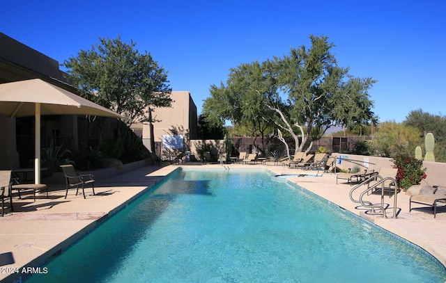 view of pool featuring a patio