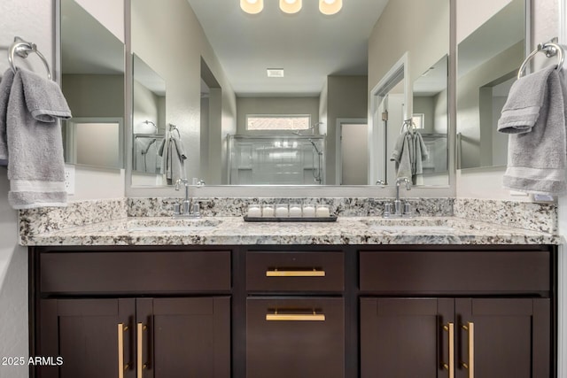 17437 W Via De Luna Dr, Surprise, AZ 85387 - bathroom with a sink, a shower stall, and double vanity