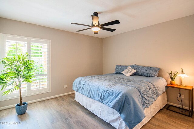 11025 N 10th St, Phoenix, AZ 85020 - bedroom with light wood-type flooring and ceiling fan