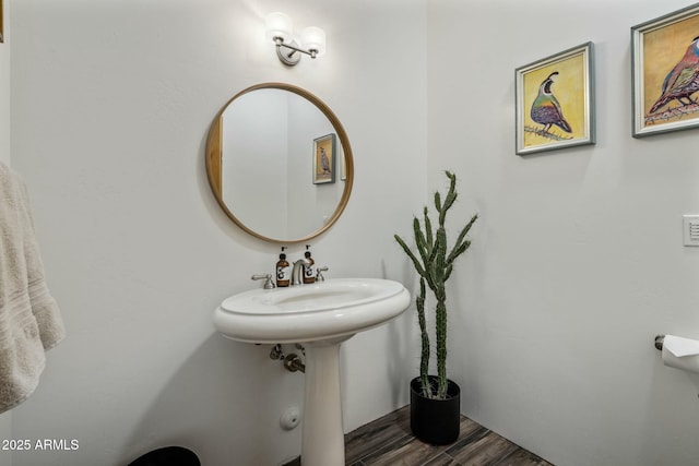 bathroom featuring a sink and wood finished floors