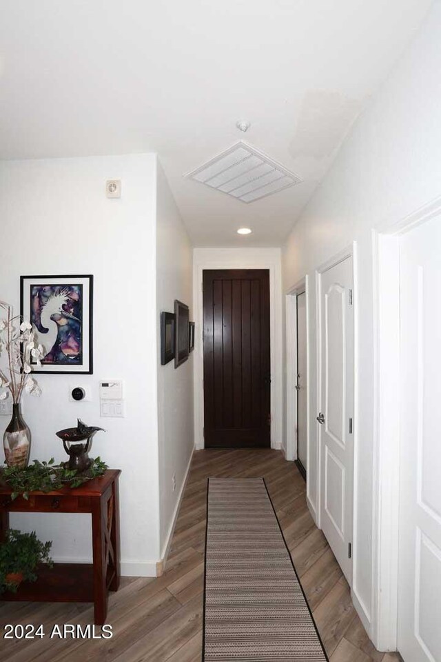 hall featuring light wood-type flooring