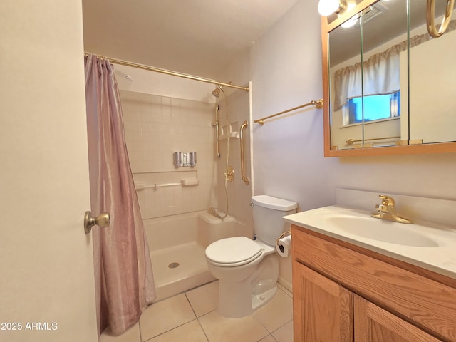 4950 Raffaele Dr, Sierra Vista, AZ 85635 - full bathroom with toilet, tile patterned flooring, vanity, and a shower with curtain