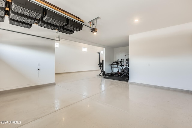 garage with a garage door opener