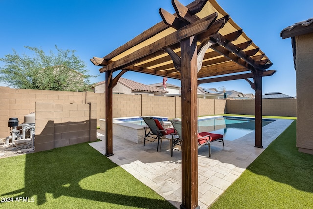 view of patio / terrace with a fenced in pool