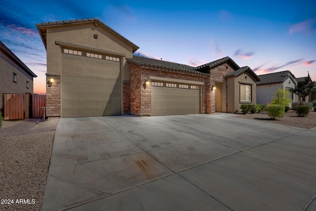 view of front of house with a garage