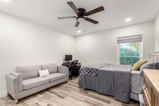 675 Val Verde Cir W, Litchfield Park, AZ 85340 - bedroom with recessed lighting, light wood finished floors, and ceiling fan