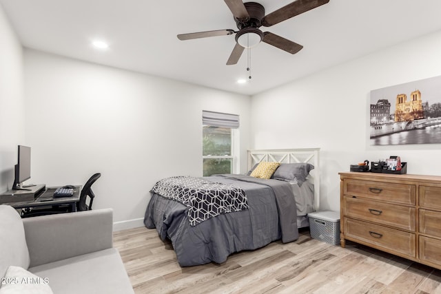 675 Val Verde Cir W, Litchfield Park, AZ 85340 - bedroom featuring light wood-style floors, recessed lighting, and a ceiling fan