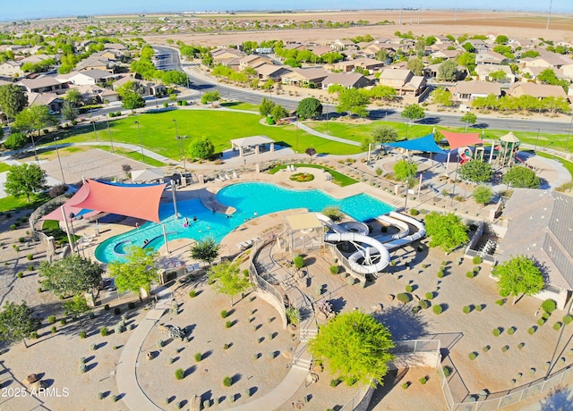 aerial view with a residential view