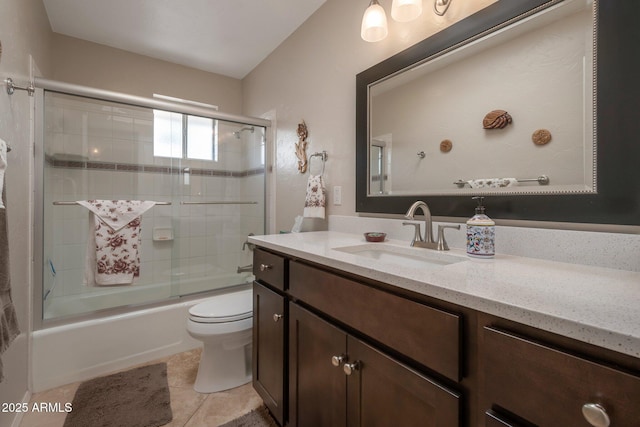 2125 E Elmwood St, Mesa, AZ 85213 - full bath featuring vanity, toilet, combined bath / shower with glass door, and tile patterned flooring