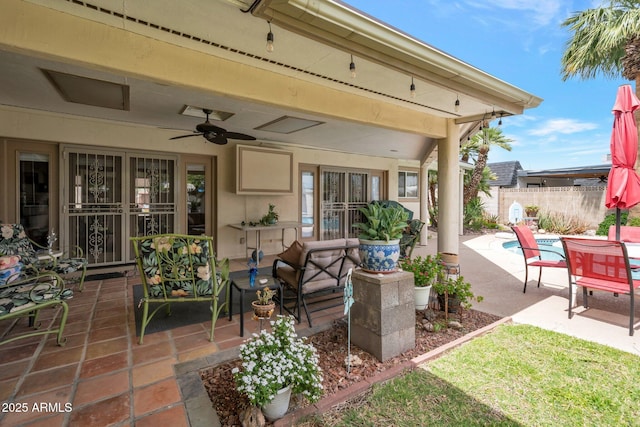 2125 E Elmwood St, Mesa, AZ 85213 - view of patio / terrace with ceiling fan