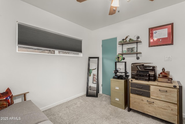 1814 W Thomas Rd, Phoenix, AZ 85015 - bedroom with light colored carpet, a ceiling fan, and baseboards