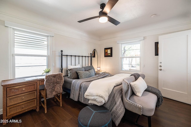 546 W Cambridge Ave, Phoenix, AZ 85003 - bedroom featuring dark wood finished floors and ceiling fan