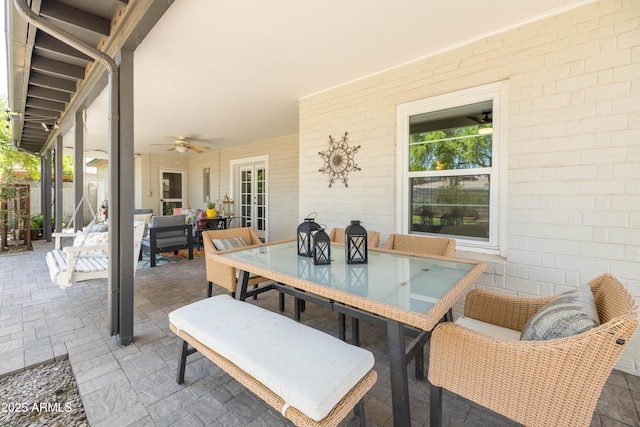 546 W Cambridge Ave, Phoenix, AZ 85003 - view of patio with outdoor dining area, an outdoor living space, and a ceiling fan