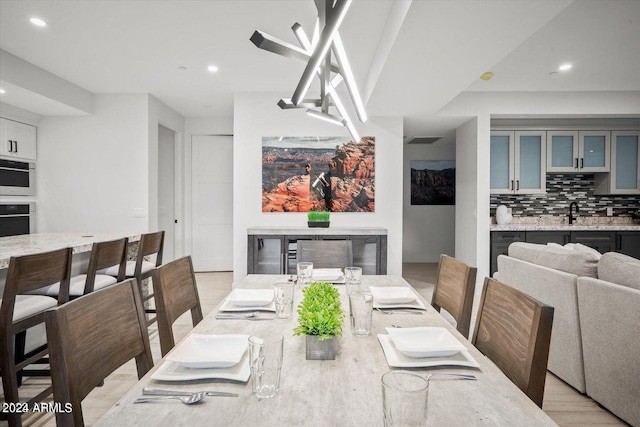 dining space featuring light hardwood / wood-style floors