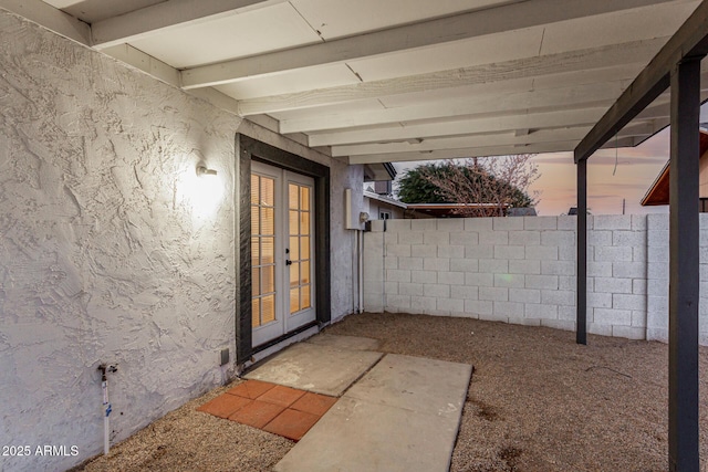 exterior space featuring french doors