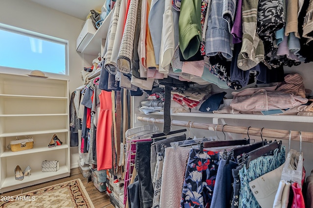 spacious closet with wood finished floors