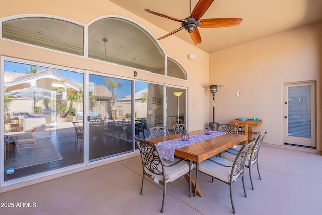 view of patio / terrace featuring outdoor dining space and ceiling fan