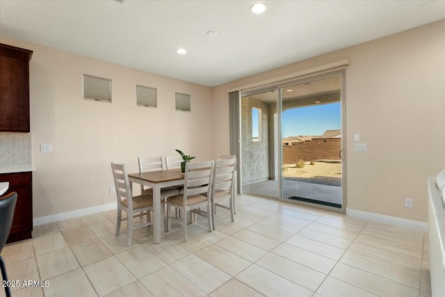 view of tiled dining area