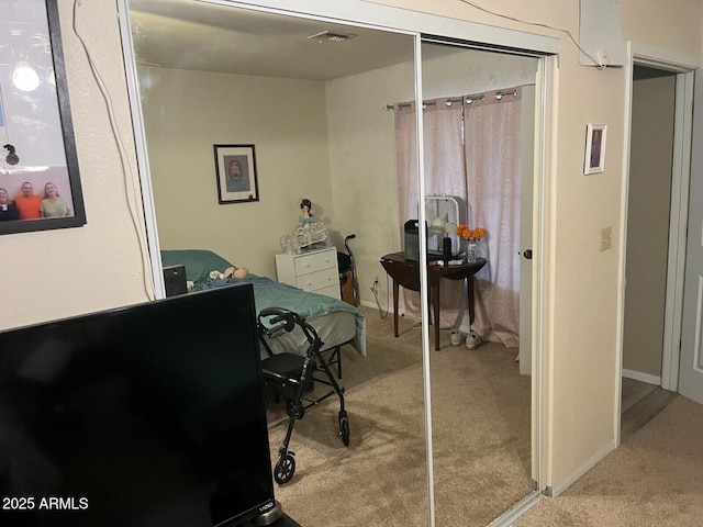 view of carpeted office space