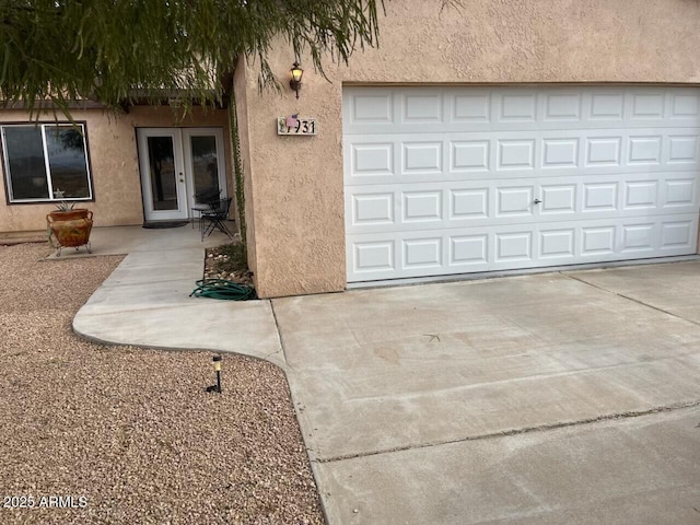 garage with french doors