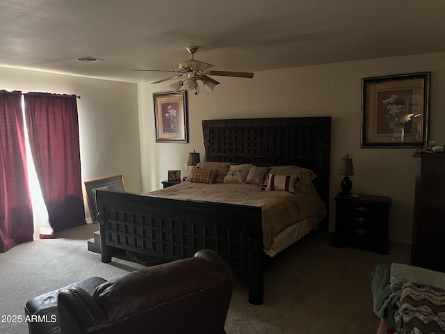 bedroom with carpet floors and ceiling fan