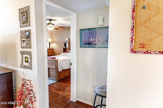 hallway with wood-type flooring