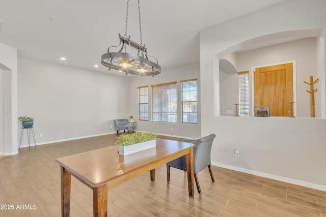 dining room with light hardwood / wood-style flooring