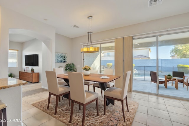 view of tiled dining area