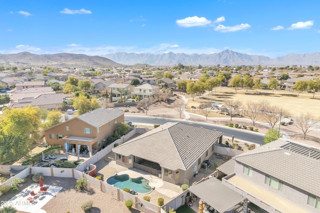 drone / aerial view with a mountain view