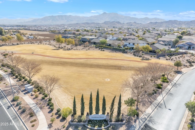 drone / aerial view with a mountain view