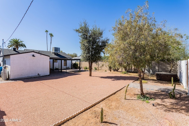 view of yard featuring a fenced backyard and a patio