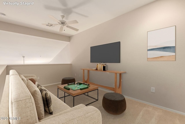 42424 N Gavilan Peak Pkwy Unit 57104, Anthem, AZ 85086 - carpeted living room with ceiling fan and baseboards