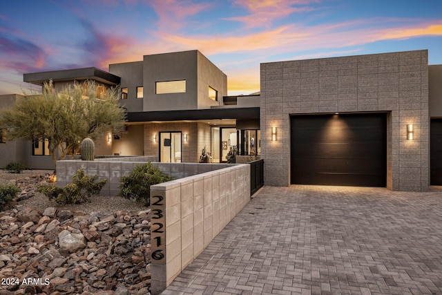 contemporary home with a garage