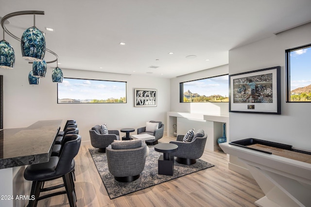 living room with hardwood / wood-style floors