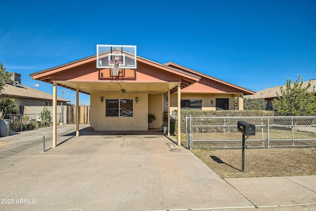 view of front of house featuring a carport