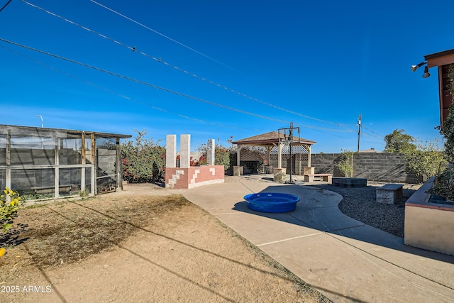 view of patio / terrace featuring a gazebo