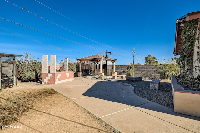 view of patio featuring a gazebo