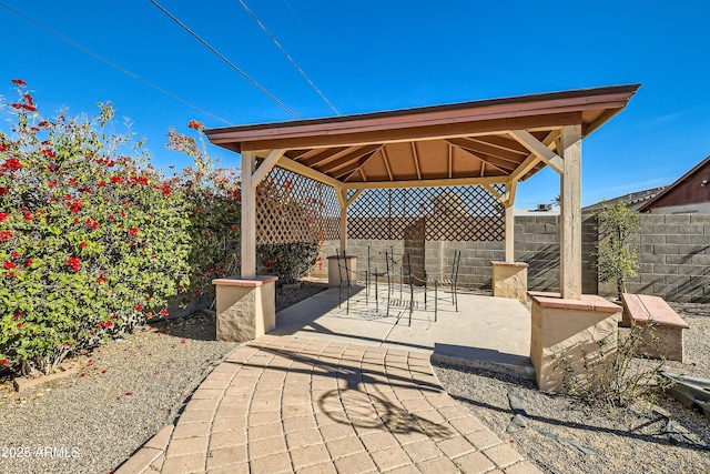 view of patio featuring a gazebo