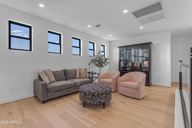 living room with light wood-type flooring