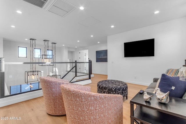 living room with light wood-type flooring