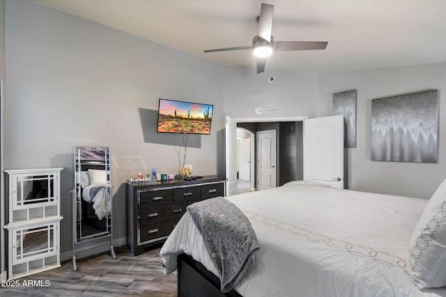 7925 E Osage Ave, Mesa, AZ 85212 - bedroom featuring wood finished floors, ceiling fan, and baseboards