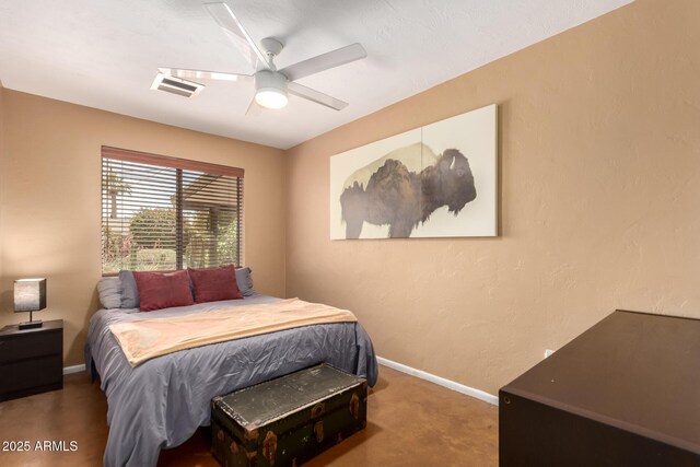3031 E Avalon Dr, Phoenix, AZ 85016 - carpeted bedroom featuring baseboards, a ceiling fan, and a textured wall