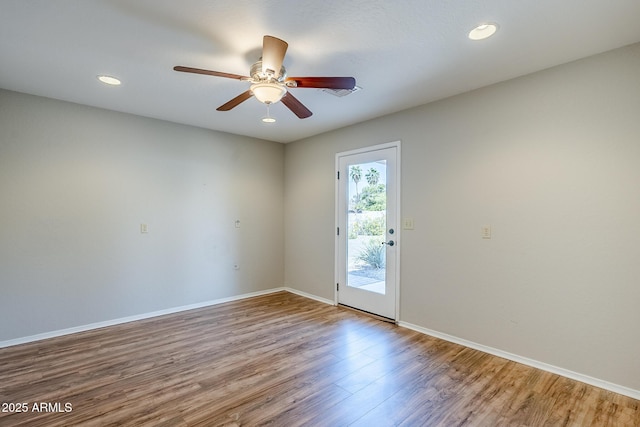 2178 E Golf Ave, Tempe, AZ 85282 - unfurnished room featuring a ceiling fan, wood finished floors, baseboards, and recessed lighting