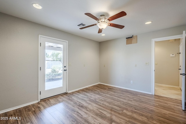 2178 E Golf Ave, Tempe, AZ 85282 - spare room featuring wood finished floors, ceiling fan, recessed lighting, and baseboards