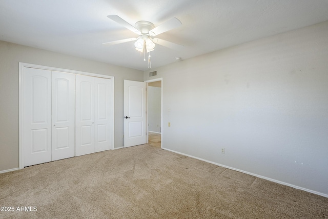 2178 E Golf Ave, Tempe, AZ 85282 - unfurnished bedroom featuring carpet flooring, baseboards, a closet, and ceiling fan