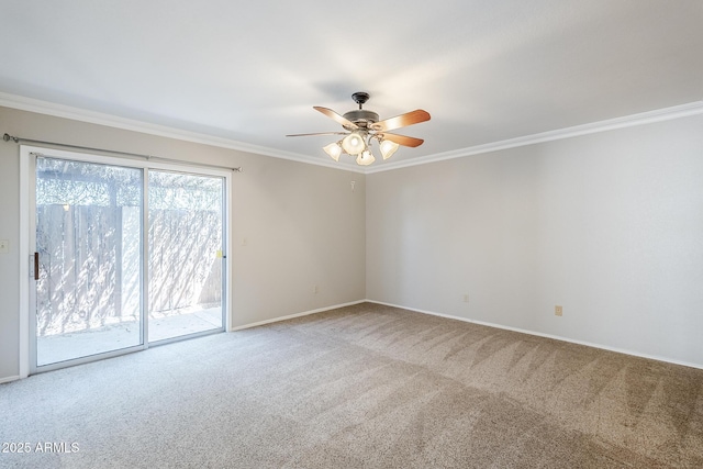 2178 E Golf Ave, Tempe, AZ 85282 - empty room with carpet flooring, a ceiling fan, ornamental molding, and baseboards