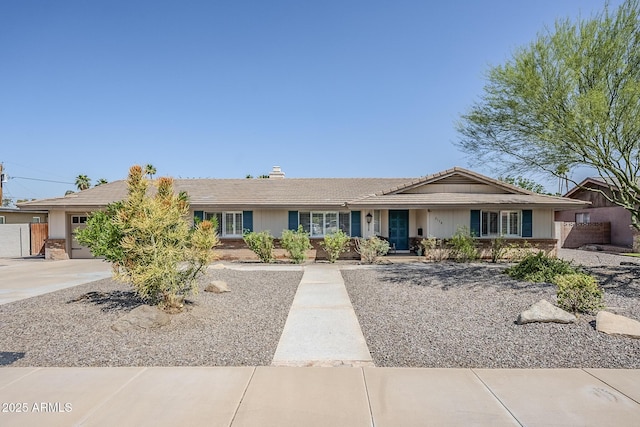 2178 E Golf Ave, Tempe, AZ 85282 - ranch-style home with driveway, a garage, and a chimney