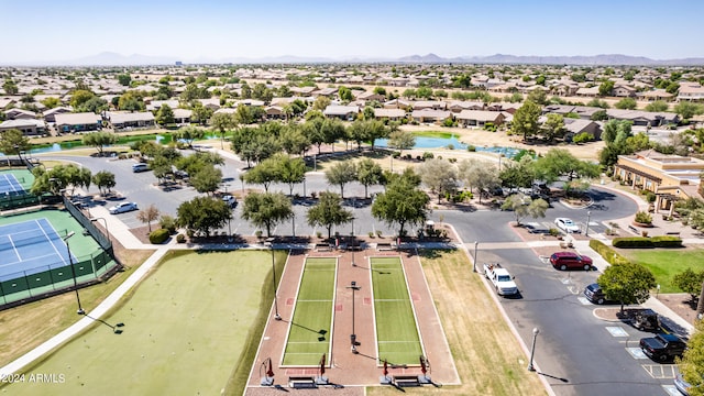 drone / aerial view featuring a mountain view