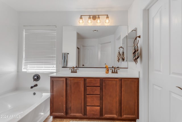 bathroom featuring vanity and a bathing tub