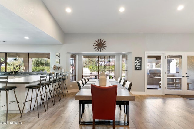 24218 N 85th St, Scottsdale, AZ 85255 - dining space featuring light wood-style flooring, recessed lighting, and french doors